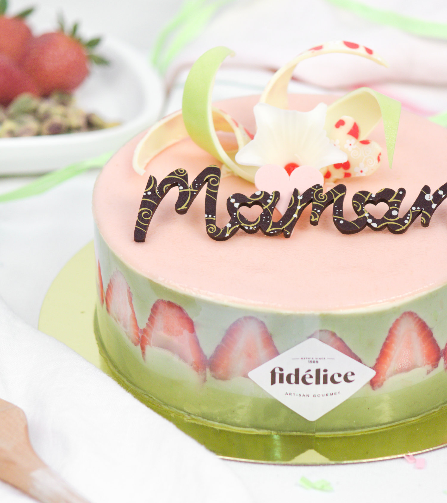 Fraisier pistache fête des mères