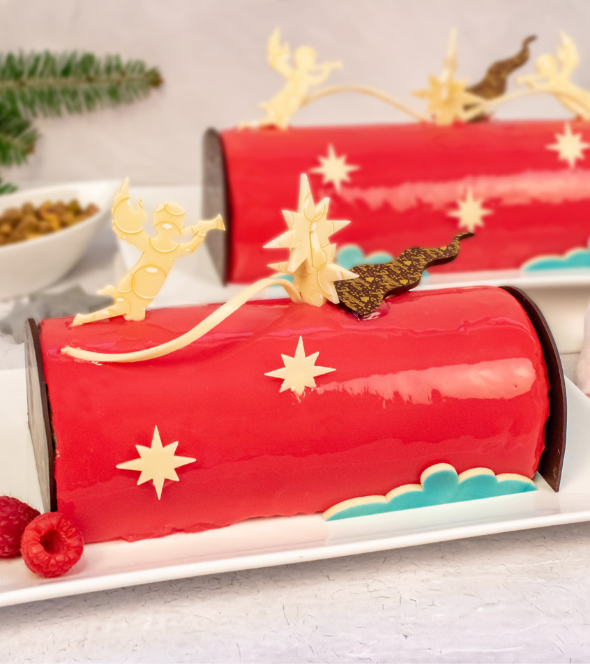 Bûche framboise et pistache